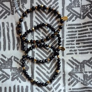 Tocara 3 Black and Gold Beaded Stretch Bracelet Set (J2)